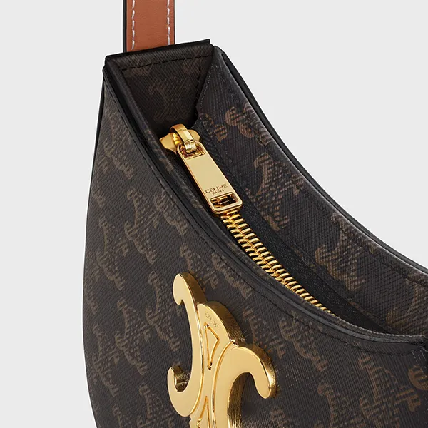 Túi Đeo Vai Nữ Celine Tilly Medium Bag in Triomphe Canvas and Calfskin 115702CUZ.04LU Màu Nâu - Túi xách - Vua Hàng Hiệu