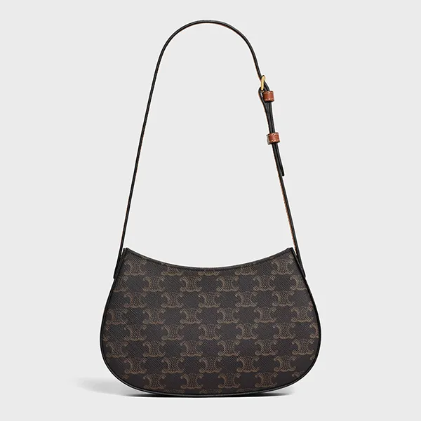 Túi Đeo Vai Nữ Celine Tilly Medium Bag in Triomphe Canvas and Calfskin 115702CUZ.04LU Màu Nâu - Túi xách - Vua Hàng Hiệu