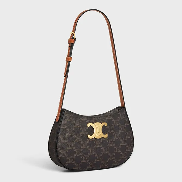 Túi Đeo Vai Nữ Celine Tilly Medium Bag in Triomphe Canvas and Calfskin 115702CUZ.04LU Màu Nâu - Túi xách - Vua Hàng Hiệu