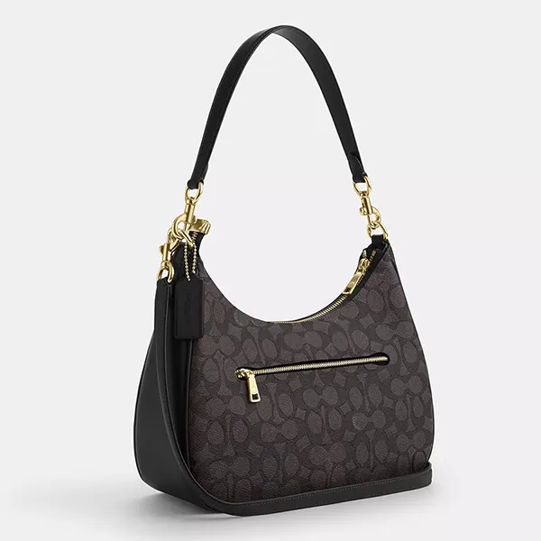 Túi Đeo Vai Nữ Coach Teri Hobo In Signature Canvas Bag CV940 Màu Nâu Đen
