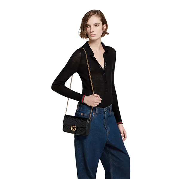 Túi Đeo Vai Nữ Gucci GG Marmont Shoulder Bag 751526 AACCE 1061 Màu Đen - Túi xách - Vua Hàng Hiệu