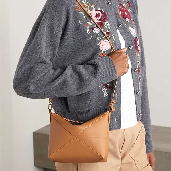 Túi Đeo Vai Nữ Loewe Puzzle Fold Leather Clutch Shoulder Bag Màu Nâu - Túi xách - Vua Hàng Hiệu