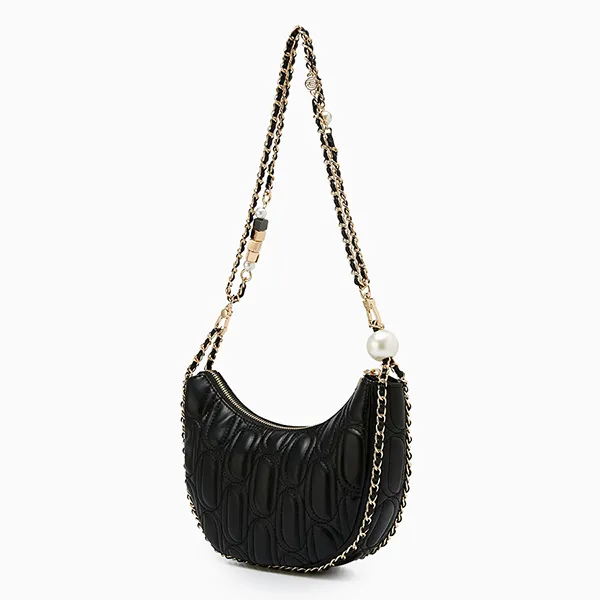 Túi Đeo Vai Nữ Lyn Mika Infinite Half Moon Shoulder Bag Black LL25FBM031 Màu Đen