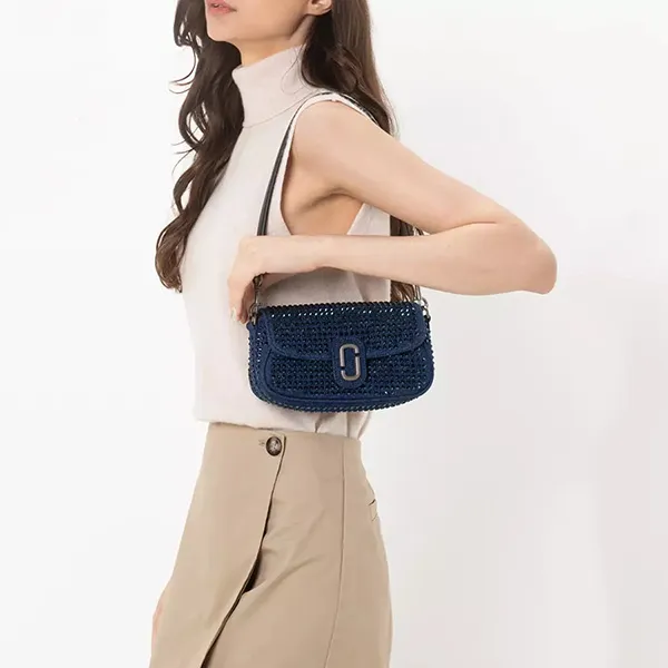 Túi Đeo Vai Nữ Marc Jacobs Crystal Denim Clover Shoulder Bag Màu Xanh - Túi xách - Vua Hàng Hiệu