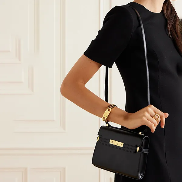 Túi Đeo Vai Nữ Yves Saint Laurent YSL Manhattan Mini Leather Shoulder Bag Màu Đen - Túi xách - Vua Hàng Hiệu