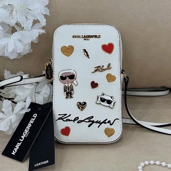 Túi Đựng Điện Thoại Karl Lagerfeld Maybelle Phone Crossbody Màu Trắng - Túi xách - Vua Hàng Hiệu