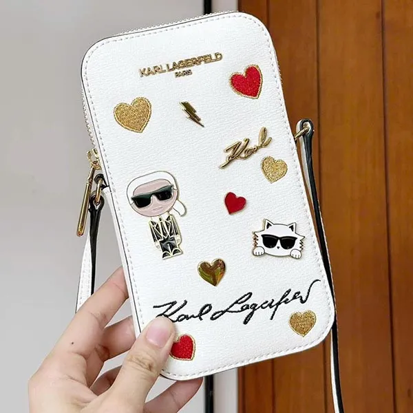 Túi Đựng Điện Thoại Karl Lagerfeld Maybelle Phone Crossbody Màu Trắng - Túi xách - Vua Hàng Hiệu