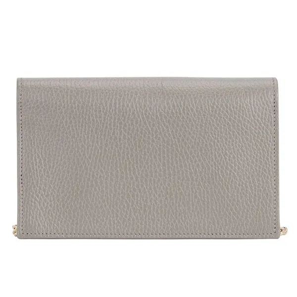 Túi Gucci Grey Pebbled Leather Interlocking G Wallet On Chain Clutch Bag Màu Xám - Túi xách - Vua Hàng Hiệu