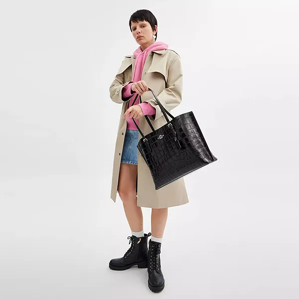 Túi Tote Nữ Coach Mollie Tote Bag CW018 Silver/Black Màu Đen
