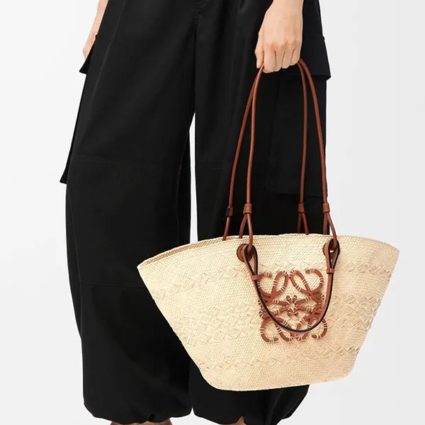 Túi Tote Nữ Loewe Anagram Basket In Iraca Palm And Calfskin Medium Màu Be - Túi xách - Vua Hàng Hiệu