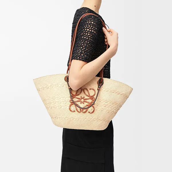 Túi Tote Nữ Loewe Anagram Basket In Iraca Palm And Calfskin Medium Màu Be - Túi xách - Vua Hàng Hiệu