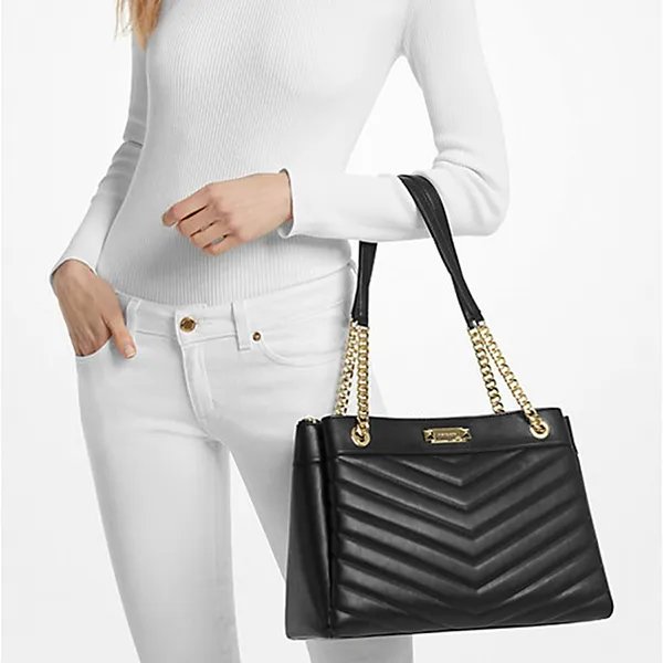 Túi Tote Nữ Michael Kors MK Whitney Medium Quilted Tote Bag 35R4GWHT6U Màu Đen - Túi xách - Vua Hàng Hiệu