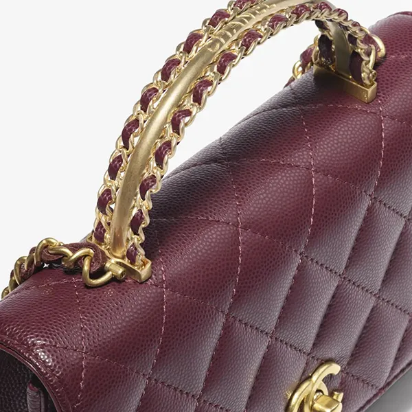 Túi Xách Nữ Chanel 24A Top Handle Chain Wallet Dark Burgundy Màu Đỏ Tía