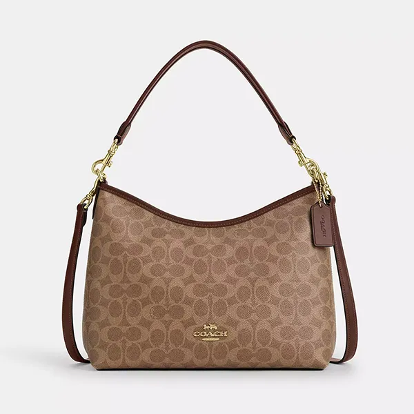 Túi Xách Nữ Coach Laurel Shoulder Bag In Signature Canvas CV975 Im/Tan/Brown Màu Nâu Be