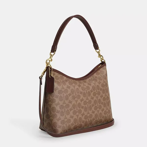 Túi Xách Nữ Coach Laurel Shoulder Bag In Signature Canvas CV975 Im/Tan/Brown Màu Nâu Be