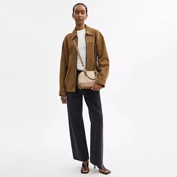 Túi Xách Nữ Coach Sabrina Satchel Bag In Colorblock Im/Ivory/Taupe CAM56 Màu Trắng Nâu - Túi xách - Vua Hàng Hiệu