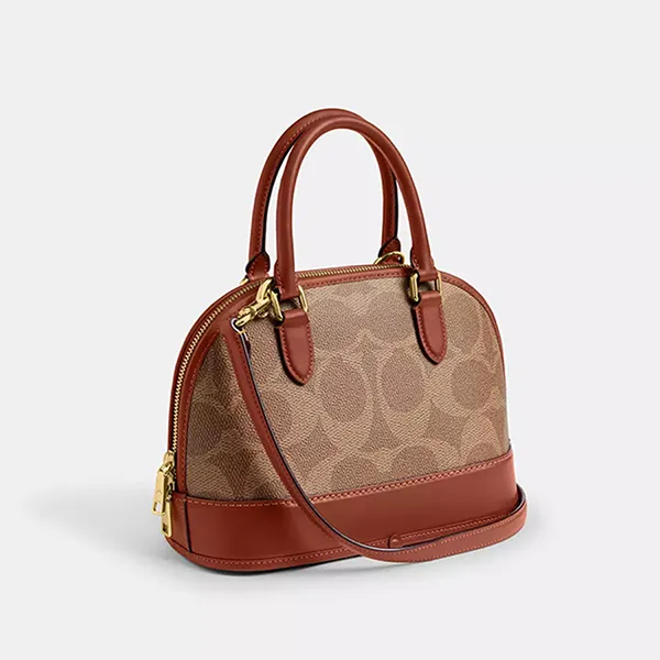 Túi Xách Nữ Coach Sabrina Satchel Bag In Signature Canvas Im/Tan/Caramel CAS19 Màu Nâu Be - Túi xách - Vua Hàng Hiệu
