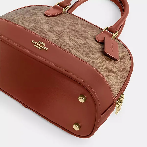 Túi Xách Nữ Coach Sabrina Satchel Bag In Signature Canvas Im/Tan/Caramel CAS19 Màu Nâu Be - Túi xách - Vua Hàng Hiệu