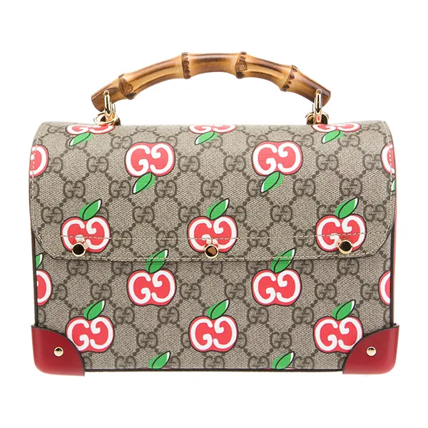 Túi Xách Nữ Gucci GG Supreme Apple Small Padlock Bamboo GUC1358861 Handle Bag Phối Màu