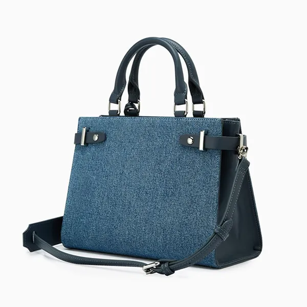 Túi Xách Nữ Lyn Raff Raw Top Handle L Handbag Blue Variation 2 LL25SBS328 Màu Xanh Denim