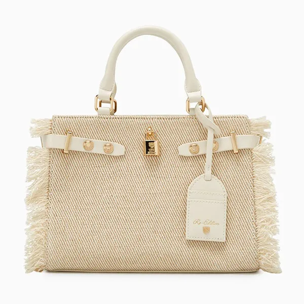 Túi Xách Nữ Lyn Raff Raw Top Handle L Handbag Ivory LL25SBS328 Màu Trắng Ngà