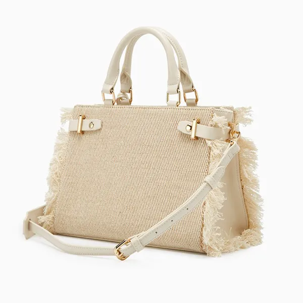 Túi Xách Nữ Lyn Raff Raw Top Handle L Handbag Ivory LL25SBS328 Màu Trắng Ngà