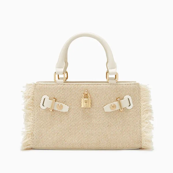 Túi Xách Nữ Lyn Raff Raw Top Handle S Handbag Ivory LL25SBS327 Màu Trắng Ngà