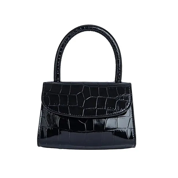 Túi Xách Tay By Far Mini Croco Embossed Leather Bag Black Màu Đen