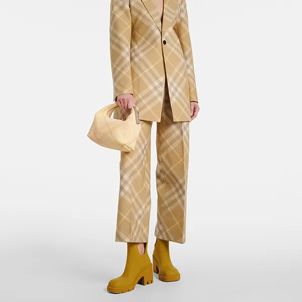 Túi Xách Tay Nữ Burberry Check Mini Peg Duffle Bag Màu Vàng/Hồng