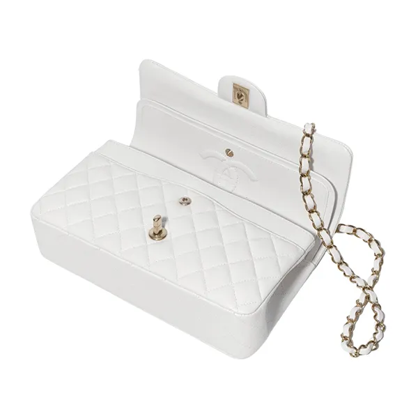 Túi Xách Tay Nữ Chanel Medium Classic Handbag Grained Calfskin A01112-Y33352-10601 Màu Trắng - Túi xách - Vua Hàng Hiệu