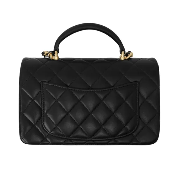 Túi Xách Tay Nữ Chanel Mini Flap Bag Top Handle Lambskin & Gold Black AS2431-B05810-94305 Màu Đen