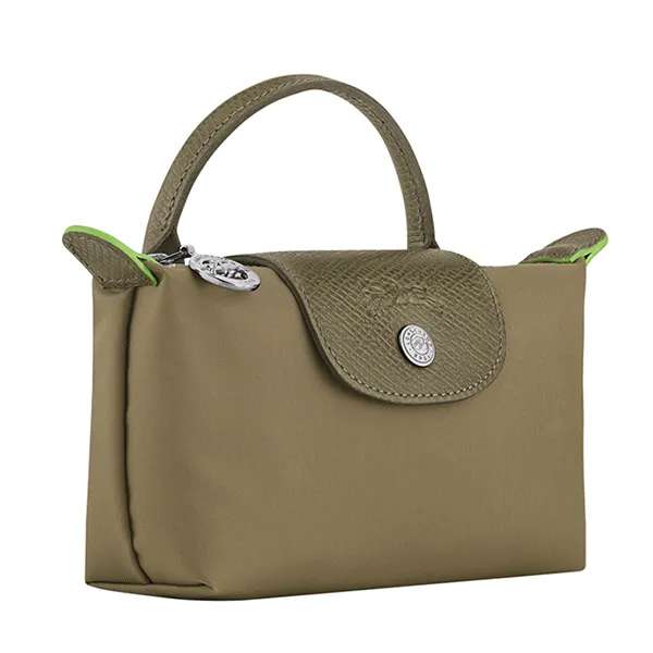 Túi Xách Tay Nữ Longchamp Le Pliage Green Pouch With Handle Artichoke Recycled Canvas Màu Xanh Xám - Túi xách - Vua Hàng Hiệu