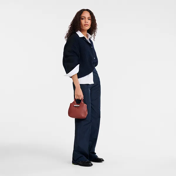 Túi Xách Tay Nữ Longchamp Le Roseau Xs Handbag Chestnut Leather Màu Nâu Đỏ - Túi xách - Vua Hàng Hiệu