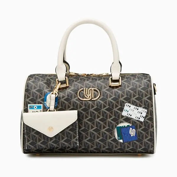 Túi Xách Tay Nữ Lyn Wander Infinite Duffle Crossbody Bag Black/ Ivory LL25CBM193 Màu Đen Trắng - Túi xách - Vua Hàng Hiệu