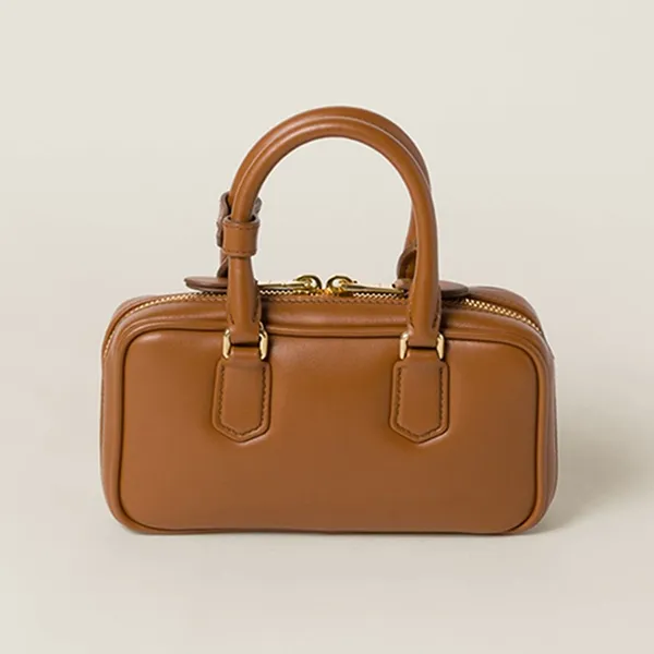 Túi Xách Tay Nữ Miu Miu Arcadie Leather Handle Bag Màu Nâu
