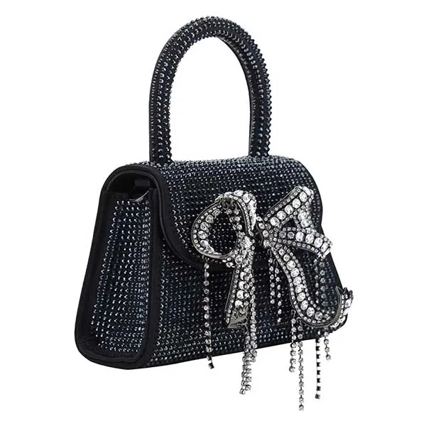 Túi Xách Tay Nữ Self-Portrait Rhinestone Micro Bow Handbag Màu Đen - Túi xách - Vua Hàng Hiệu