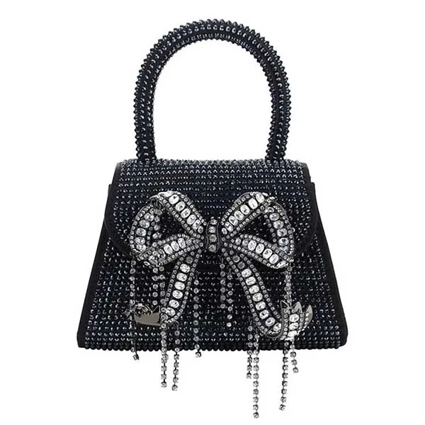 Túi Xách Tay Nữ Self-Portrait Rhinestone Micro Bow Handbag Màu Đen - Túi xách - Vua Hàng Hiệu