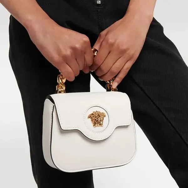 Túi Xách Tay Nữ Versace La Medusa Mini Leather Bag Màu Trắng - Túi xách - Vua Hàng Hiệu