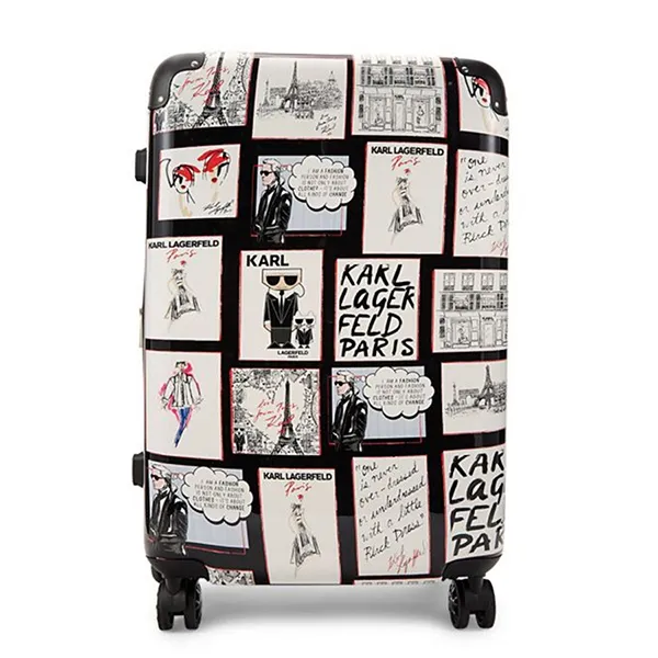 Vali Karl Lagerfeld 24-Inch Sunday Morning Hardside Spinner Suitcase Màu Trắng - Đen - Túi xách - Vua Hàng Hiệu