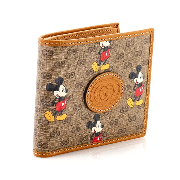 Ví Nam Gucci Disney Mickey Mouse Bifold Wallet Printed Mini GG Coated Canvas Màu Nâu - Túi xách - Vua Hàng Hiệu