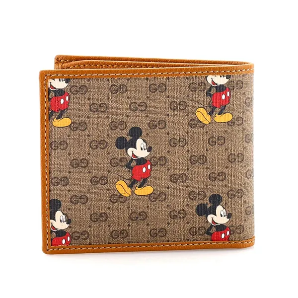 Ví Nam Gucci Disney Mickey Mouse Bifold Wallet Printed Mini GG Coated Canvas Màu Nâu - Túi xách - Vua Hàng Hiệu