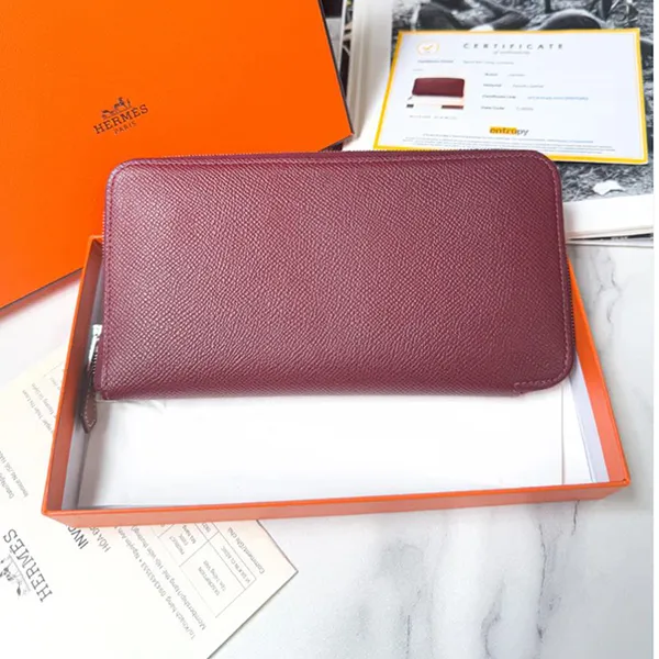 Ví Hermès Azap Long Silk In Round Zipper Wallet Red/ Pink Màu Đỏ Đô - Túi xách - Vua Hàng Hiệu