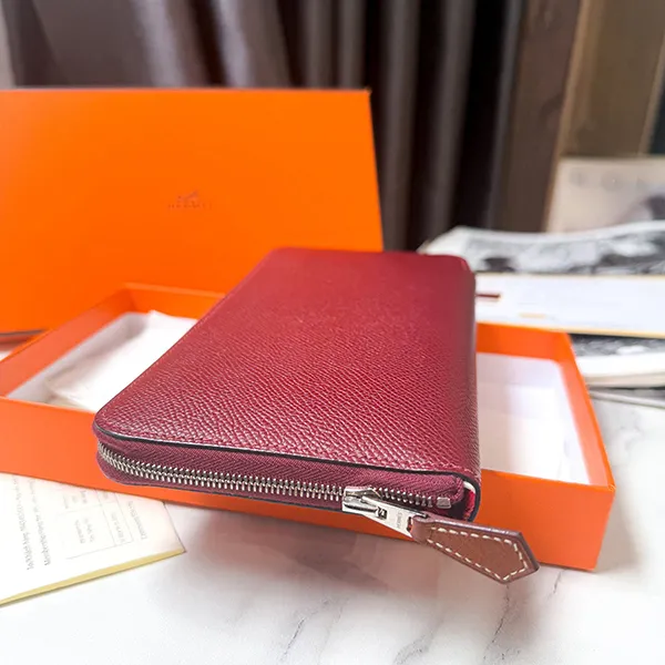 Ví Hermès Azap Long Silk In Round Zipper Wallet Red/ Pink Màu Đỏ Đô - Túi xách - Vua Hàng Hiệu
