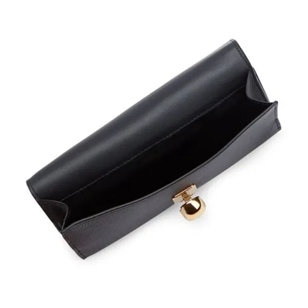 Ví Nữ Alexander Mcqueen Pebbled Leather Flap Continental Wallet Màu Đen