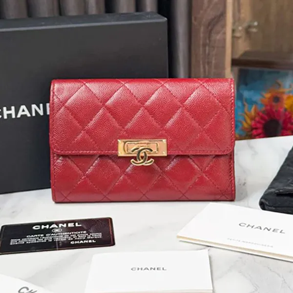 Ví Nữ Chanel Wallet Red In Leather 54675113 Màu Đỏ