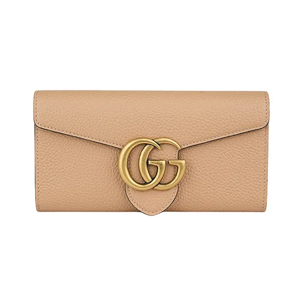 Ví Nữ Gucci GG Blondie Stitching Logo Flap Bi-Fold Long Wallet Màu Be Đậm - Túi xách - Vua Hàng Hiệu