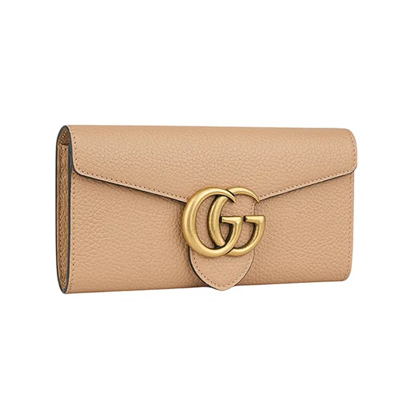 Ví Nữ Gucci GG Blondie Stitching Logo Flap Bi-Fold Long Wallet Màu Be Đậm - Túi xách - Vua Hàng Hiệu