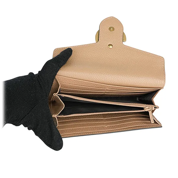 Ví Nữ Gucci GG Blondie Stitching Logo Flap Bi-Fold Long Wallet Màu Be Đậm - Túi xách - Vua Hàng Hiệu