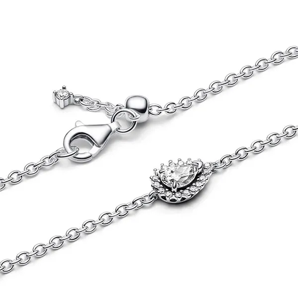 Vòng Đeo Tay Nữ Pandora Sparkling Pear Halo Chain Bracelet 593001C01 Màu Bạc Size 18