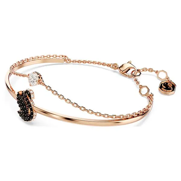 Vòng Đeo Tay Nữ Swarovski Bangle Swan, Black, Rose Gold Tone Plated 5678048 Màu Vàng Đen - Trang sức - Vua Hàng Hiệu